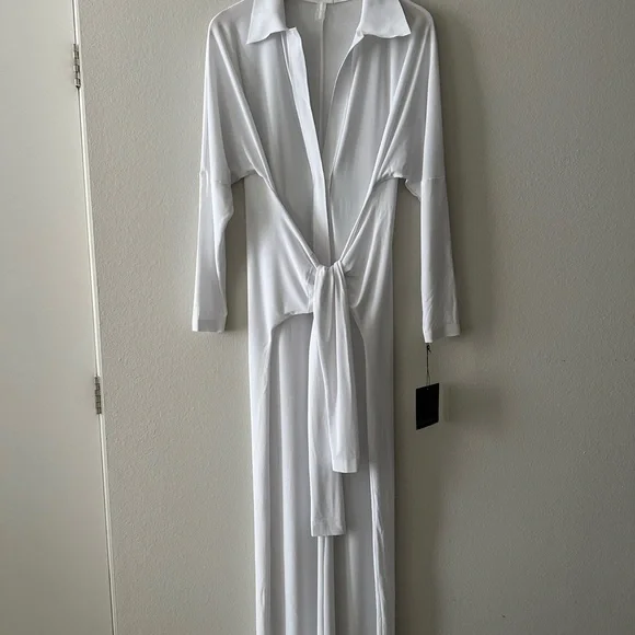 NORMA KAMALI White Tie Front NK Shirt Dress in size M/38 - Picture 4 of 8